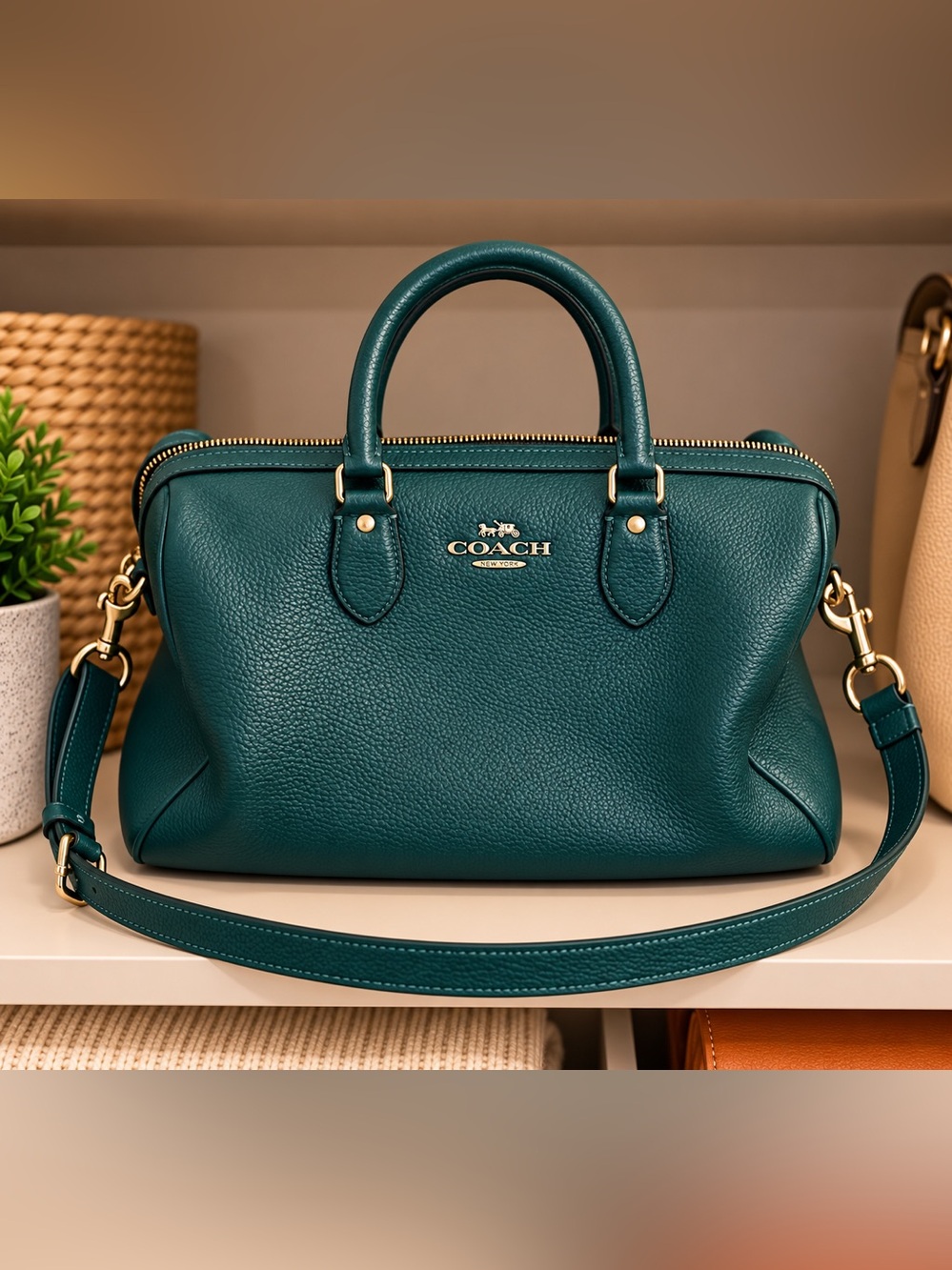 Coach | Large Rowan Satchel in Emerald Green
